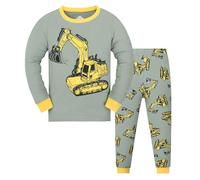 2024 Little Boys Pajamas Dinosaur Cotton 2 Piece Train Toddler Sleepwear Fall Winter Clothes Set Boys Close 6 (Orange, 6-7 Years)