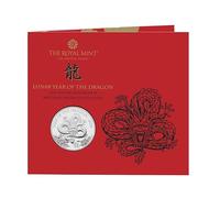 2024 Lunar Year of Dragon UK £5 Brilliant Uncirculated Coin in Mint Sealed Pack