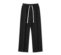 2024 Men's Casual Fashion Side Splicing Straight Leg Trousers Black Trousers Men's Elegant, black, L