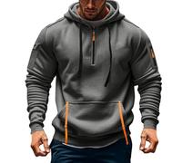 2024 Mens Hoodies 1/4 Zip Up Hooded Hip Pop Sweatshirt Long Sleeve Hoodie Fleece Pullover Plain Hoody Drawstring Casual Tops with Pockets Soft Comfy Top(A01 Black,5XL)