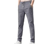 2024 Men's Straight-Fit Trousers Casual Pants Stretch Chino Pocket Drawstring Loose Pants Slim Fit Beach Pants Lightweight Sports Trousers Formal Classic Size Autumn Summer Dark Gray
