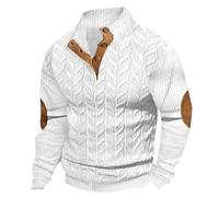 2024 Mens Sweatshirts Winter Warm Loose Tops Shirt Men's Retro Plaid Printed Standing Collar Casual Sweatshirt Hoodie Men's Warm Basic Sweatshirt Clothes (White, L)
