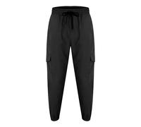 2024 Men's Thermal Joggers with Drawstring Waist Men's Drawstring Athletic Work Pants Jogging Sweatpants High Comfort Small Leg Casual Work Pants 13 House (Black, M)