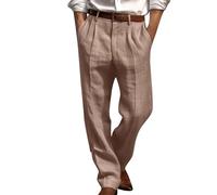 2024 Men's Trousers Double Pleated Pants Front Pocket Casual Straight Solid Color Relaxed Fit Loose Casual Slim Stretch Chino Cotton Jogging Pants Drawstring Elasticated Waist UK Autumn Winter