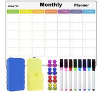 2024 Monthly Planner, A3 Magnetic Whiteboard Calendar Set Fridge Calendar with 10 Stickers 1 Dry Wipe Eraser 8 Whiteboard Pens, Dry Erase Monthly Chores Chart for Kids Adult