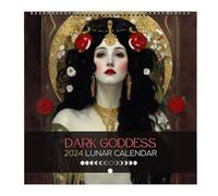 2024 Moon Calendar, Goddess Moon Phase Wall Art, Moon Calendar, Hanging Astrology Decorations, Dark Goddess 2024 Calendar, Phase Calendar, Safe and Decorative for Study Living Room Offices