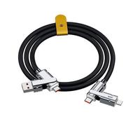 2024 New 180° Rotating Fast Charge Elbow Data Cable With Light,120W Elbow Super Fast Charge 6A Data Cable,Universal Zinc Alloy Fast Charge Multi USB C Cable (Black, 1m)