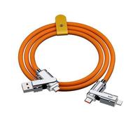 2024 New 180° Rotating Fast Charge Elbow Data Cable With Light,120W Elbow Super Fast Charge 6A Data Cable,Universal Zinc Alloy Fast Charge Multi USB C Cable (Orange, 1m)