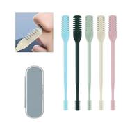 2024 New 2-in-1 Nasal Hair Cutter, Nostril Hair Remover Tool, Double Sided Nose Hair Knife, Portable Manual 360° Rotating Nose Hair Trimmer with Ear Picker for Women Men (5 Colors, 5PCS)