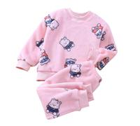 2024 New 2 Piece Toddler Boys Girls' Winter Fleece Pajama Set Warm Flannel Sleepwear Set Tops Pants Outfits Soft Comfy Pajamas Clothes Loves Baby Girl (Pink, 12-18 Months)
