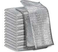 2024 New Double Layer Multipurpose Wire Dishwashing Rags - Non-Scratch Metal Wire & Microfiber Scrubbing Pads for Wet/Dry Use - Ultimate Kitchen Cleaning Cloths (20PCS)