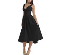 2024 New Emmelina Cotton Corset Sundress, Summer V Neck Backless Dress Lace Up Flowy Sundress Maxi Dress (Black,S)