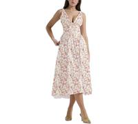 2024 New Emmelina Cotton Corset Sundress, Summer V Neck Backless Dress Lace Up Flowy Sundress Maxi Dress (Pink Rose,S)