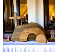 2024 New Empty Tomb Easter Decor Easter Resurrection Scene and Cross Decoration Set, He is Risen and He is not here Wooden Jesus Sign Tomb Easter Tray Easter Tray Decor for Home Tabletop Office (B)