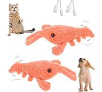 2024 New Floppy Lobster Interactive Dog Toy, Funny Interactive Dog Plush Dog Toy, Jumping Moving Dog Toys for Medium Dogs, Calming Pet Toys Sturdy Puppy Chew Toys for Teething (Orange-2PCS)