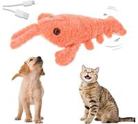 2024 New Floppy Lobster Interactive Dog Toy, Funny Interactive Dog Plush Dog Toy, Jumping Moving Dog Toys for Medium Dogs, Calming Pet Toys Sturdy Puppy Chew Toys for Teething (Orange)