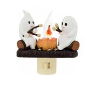 2024 New Ghost Campfire Flickering Nightlight, Ghost Roasting Marshmallows Night Light, 3D LED Faux Ghosts Campfire Flame Halloween Nightlight, Halloween Candle Plug in Wall(Black 1pcs