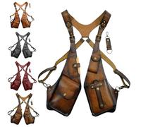 2024 New Leather Anti-Theft Harness Shoulder Bag, Strap Wallet Men Underarm Chest Bag Outdoor Phone Bag (Dark Brown)
