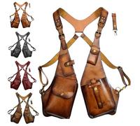 2024 New Leather Anti-Theft Harness Shoulder Bag, Strap Wallet Men Underarm Chest Bag Outdoor Phone Bag (Light Brown)