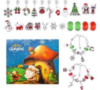 2024 New Limited 24 Days Christmas Countdown Calendar,Christmas Advent Calendar Bracelets,Christmas New Year Birthday Gift 22 Charm Beads 2 BraceletsDIY Jewelry Making Kit (B)