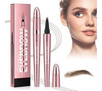 2024 New Magic Eyebrow Pencil, Microblading Eyebrow Pen with 4 Micro-Fork Tips, 3D Waterproof Microblading Brow Pen, Long-Lasting Brow for Natural Eyeliner Makeup (01# - Light Brown)