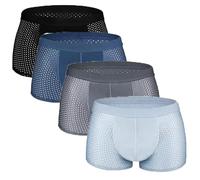 2024 New Men Open Fly Bamboo Boxers Shorts Multipack, Ice Silk Mesh Mens Underwear, Boxhero Bamboo Boxers Mens (Color : A, Size : L)