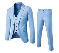 2024 New - Men’s Suit Slim 3 Piece Suit Business Wedding Party Vest & Pants Coat Mend Dress (BU1, M)