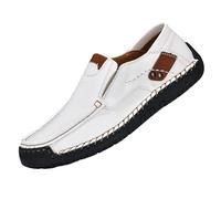 2024 New Men's Casual Shoes Korean Version of The Breathable of Handmade Large Size Soybean Leather Shoes Casual Dress Shoe for Men Wide White