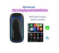 2024 New Mini CarPlay & Android Auto Wired to Wireless Adapter RGB Colorful Smart AI Box Car OEM Radio USB Plug Universal for Wired Carplay Cars