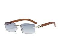 2024 New Rimless Sunglasses For Men Rectangle Vintage Sun Glasses Women Retro Square Fashion Glasses Shades(Color:Silver)
