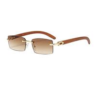 2024 New Rimless Sunglasses For Men Rectangle Vintage Sun Glasses Women Retro Square Fashion Glasses Shades(Color:Brown)