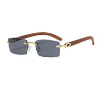 2024 New Rimless Sunglasses For Men Rectangle Vintage Sun Glasses Women Retro Square Fashion Glasses Shades(Color:Black)