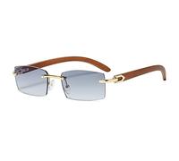 2024 New Rimless Sunglasses For Men Rectangle Vintage Sun Glasses Women Retro Square Fashion Glasses Shades(Color:Grey)