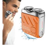 2024 New Shaver Mini and Portable Double-Ring Magnetic Cutter, Electric Mini Portable Razor, Portable Razor Traveller Mini Shaving, Ipx7 Waterproof (Orange)
