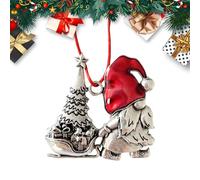 2024 New Solid Pewter Tree Ornament, Christmas Santa Claus Pendant, Metal Decoration for Christmas with Red Rope, Craft Hanging Decoration for Trees Home, Pewter Christmas Pendants Decoration