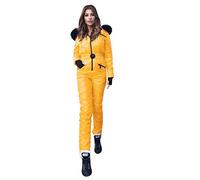 2024 New - Thick Snowboard Sports Women Outdoor Fashion Skisuit Zipper Suit Ski Casual Women's Jumpsuit Womens Formal Pantsuit (Yellow, S)