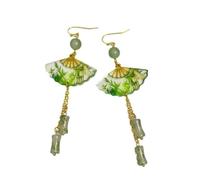 2024 New Transparent Fan Earrings for Women, New Chinese Style, National Style, Bamboo Ear Studs, Ancient Style, Hanfu,