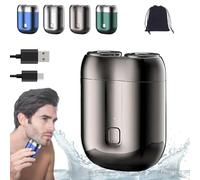 2024 New Upgrade Pocket Shaver USB Mini Shavers for Men, Rechargeable Waterproof Compact Electric Shaver, USB Rechargeable Mini Portable Electric Razor, Double Head Razor (Gray)