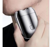 2024 New Upgrade Pocket Shaver USB Mini Shavers for Men, Rechargeable Waterproof Compact Electric Shaver, Mini Portable Electric Razor Double Head Razor (Silver)