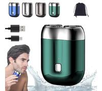 2024 New Upgrade Pocket Shaver USB Mini Shavers for Men, Rechargeable Waterproof Compact Electric Shaver, USB Rechargeable Mini Portable Electric Razor, Double Head Razor (Green)