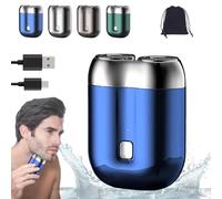 2024 New Upgrade Pocket Shaver USB Mini Shavers for Men, Rechargeable Waterproof Compact Electric Shaver, USB Rechargeable Mini Portable Electric Razor, Double Head Razor (Blue)