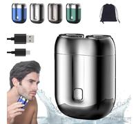 2024 New Upgrade Pocket Shaver USB Mini Shavers for Men, Rechargeable Waterproof Compact Electric Shaver, USB Rechargeable Mini Portable Electric Razor, Double Head Razor (Silver)
