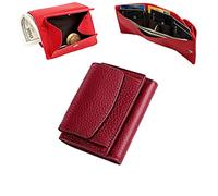 2024 New Vegan Mini Wallet for Women,New Unisex Anti-Credit Card Fraud Folding Leather Wallet,RFID Blocking Credit Card Holder with Coin Pocket (Wine Red)