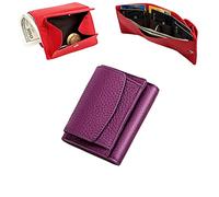 2024 New Vegan Mini Wallet for Women,New Unisex Anti-Credit Card Fraud Folding Leather Wallet,RFID Blocking Credit Card Holder with Coin Pocket (Purple)