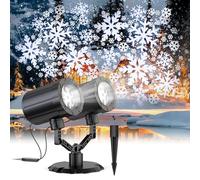 2024 Newest Christmas Decorations Christmas Projector Lights Outdoor Double-Head Rotating Snowflakes Projector Lights for Xmas Home Party IP65 Waterproof Brightening LED Outdoor & Indoor