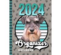 2024 Organizer Notebook: 8.5x11 Large Dated Monthly Schedule With 100 Blank College-Ruled Lined Paper Combo / 12-Month Life Organizing Gift / Schnauzer Dog - Retro Paw Print Pattern Cover