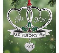2024 Our First Christmas As Mr and Mrs Ornament, Metal Wedding Gifts for Couples, First Christmas Married Ornament 2024 Mr and Mrs Gifts for Newly Couples House Warming Gift Hanging Ornaments
