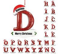 2024 Personalised Christmas Tree Letters Hanging Ornament, Customised Christmas Tree 26 Letters Pendant, Personalised Family Name Christmas Ornament, Write Your Blessing to Him/Her (Initials D)
