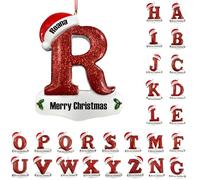 2024 Personalised Christmas Tree Letters Hanging Ornament, Customised Christmas Tree 26 Letters Pendant, Personalised Family Name Christmas Ornament, Write Your Blessing to Him/Her (Initials R)