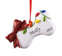 2024 Personalized Dog Christmas Ornaments Dog Bone with Bow Christmas Tree Ornament Artisanal Customized Decoration Pet Dog Puppy Dog Ornament Free Personalization